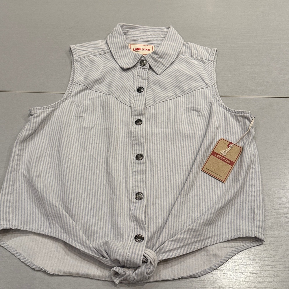 Lone Star Blue Striped Sleeveless Blouse